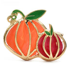 Enamel Pumpkin Pair with Green Leaves Brooch original variant product photo