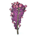 Rhinestone Feathered Leaf Brooch — Pink