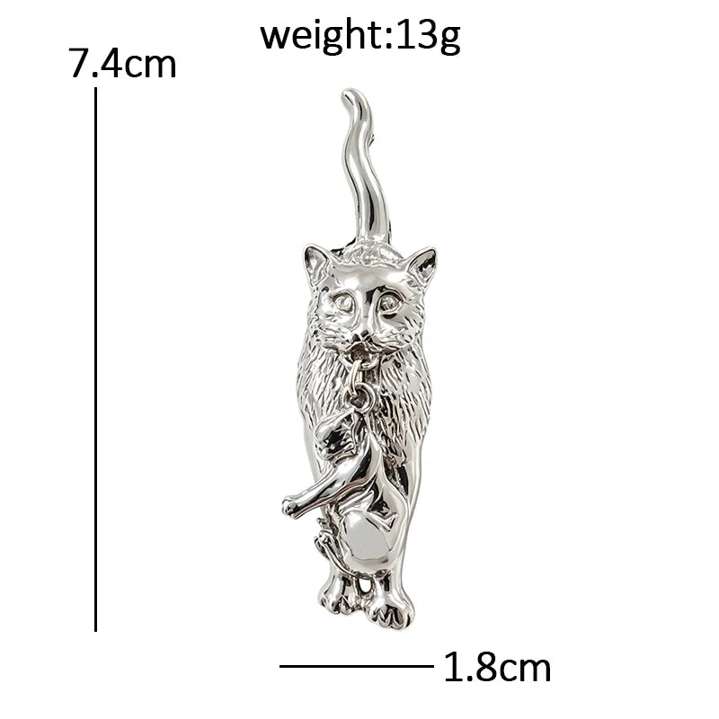 Mother Cat Carrying a Kitten Brooch