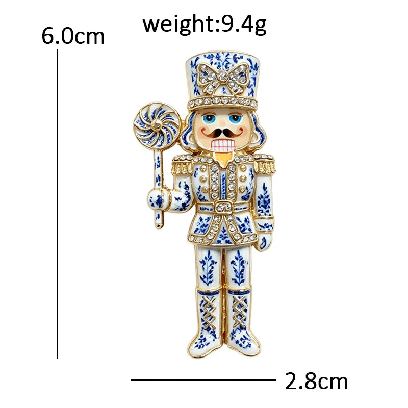 Nutcracker Soldier with Candy Staff Brooch