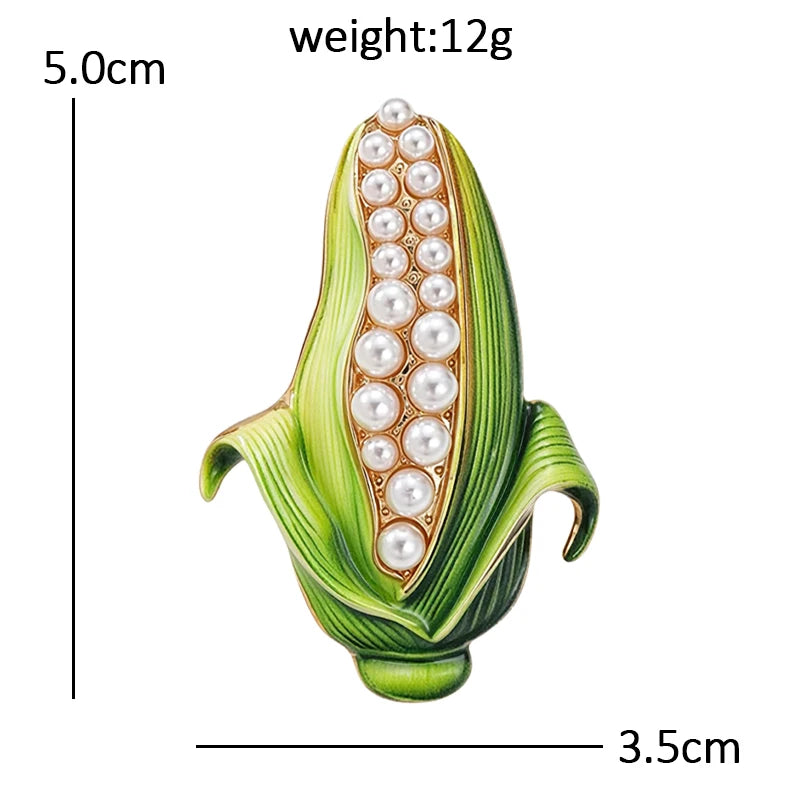 Corn Cob with Pearl-Look-Accent Kernels Brooch