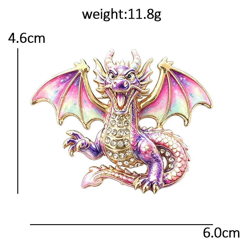 Dragon with Rainbow Wings Brooch