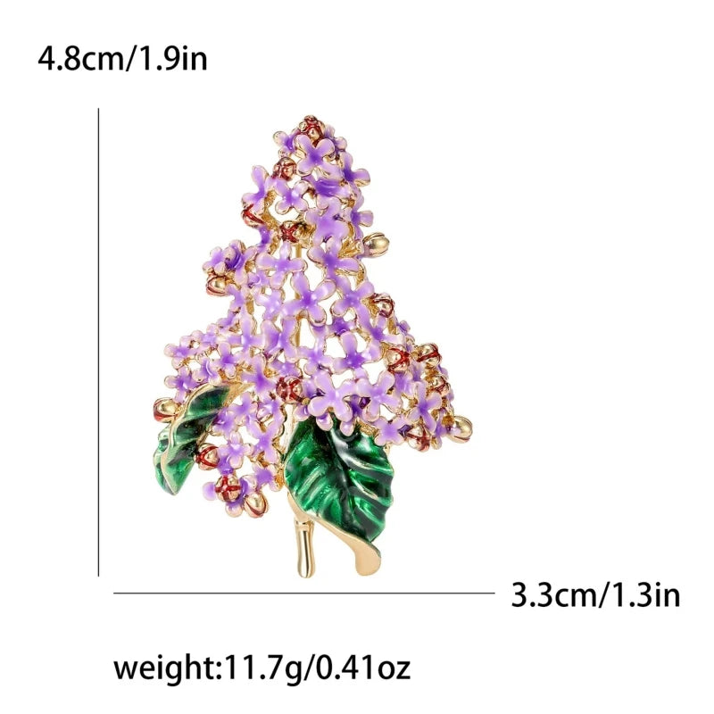 Colorful Lilac Flower Spray Brooch — Purple