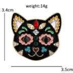 Floral Calavera Cat Face Brooch