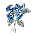 Faceted Flower with Pearl-Look Drop Brooch original white background product photo