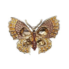 Petite Butterfly with Faceted Wing Accents Brooch — Yellow