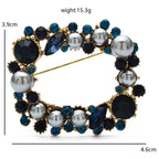 Rectangular Pearl-Look Wreath with Faceted Accents Brooch dimensions and weight