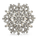 Jeweled Snowflake with Baguette Accents Brooch — Clear