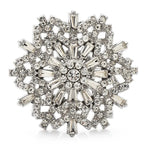Jeweled Snowflake with Baguette Accents Brooch — Clear
