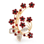 Red Crystal Blossom Spray with Butterfly Brooch