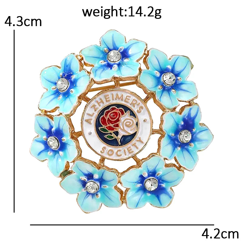 Forget Me Not Floral Emblem Brooch