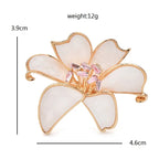 Pearlescent Flower with Curved Petals Brooch — dimensions