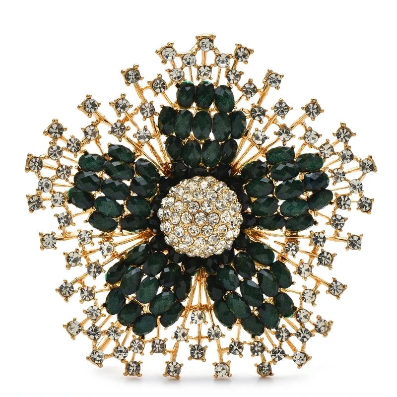 Large Jeweled Flower with Radiating Rhinestone Border Brooch original variant product photo