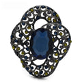 Vintage-Style Openwork Oval Flower Brooch — Blue