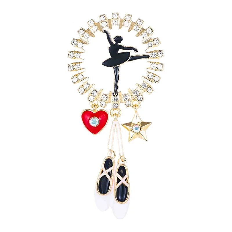 Dancing Ballerina and Ballet Charm Brooch original white background variant photo