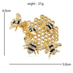 Honeycomb with Enamel Bees Brooch — dimensions