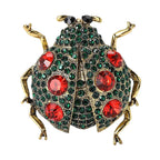 Jeweled Ladybug with Contrasting Spots Brooch — Green