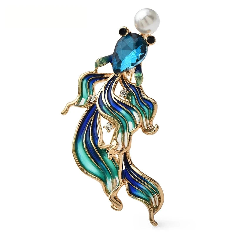 Enamel Flowing-Tail Goldfish Brooch product variant photo