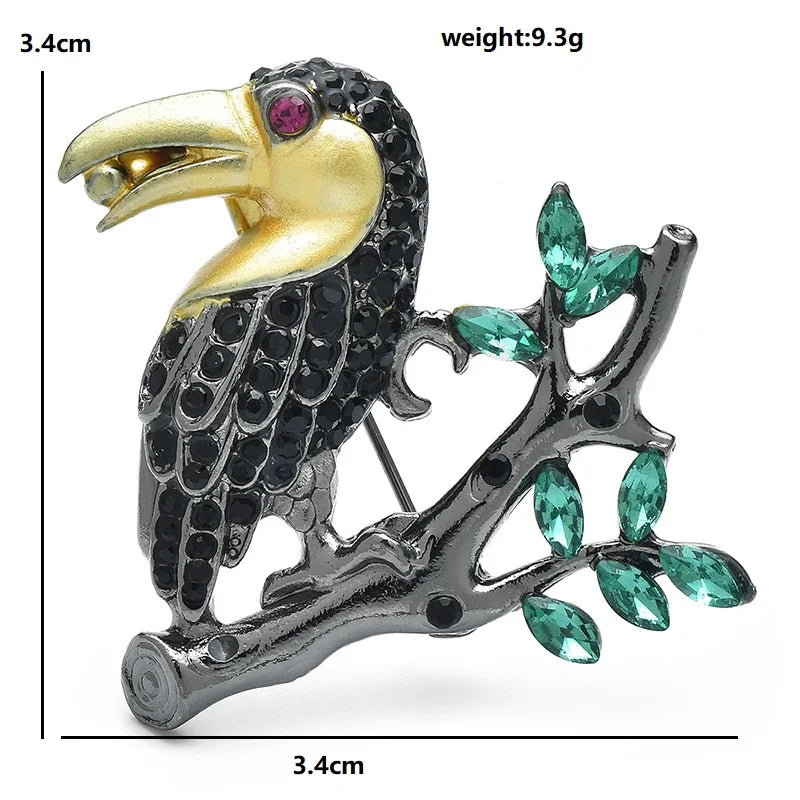 Jeweled Toucan on Leafy Branch Brooch dimensions and weight