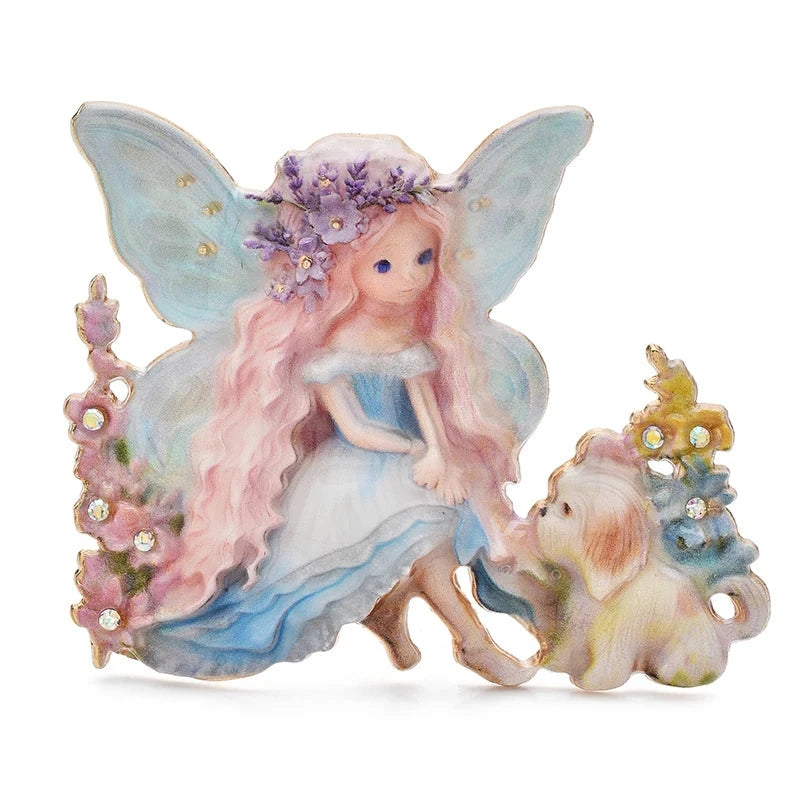 Butterfly Fairy with Cat and Flowers Brooch original variant product photo
