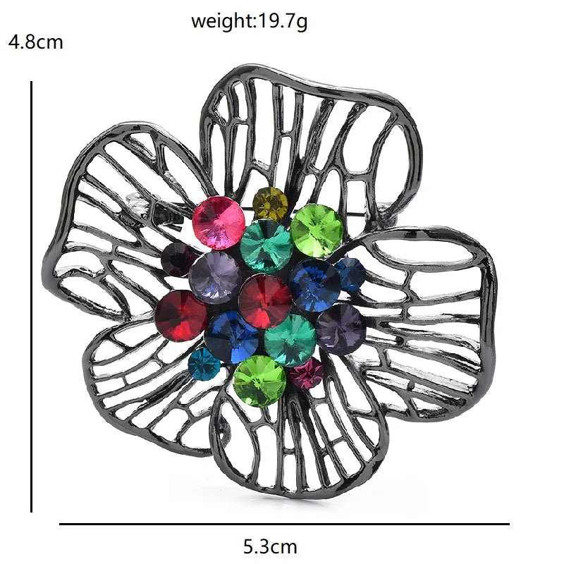 Openwork Flower with Faceted Center Brooch dimensions and weight