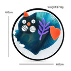Articulated Acrylic Cat Circle Brooch — dimensions