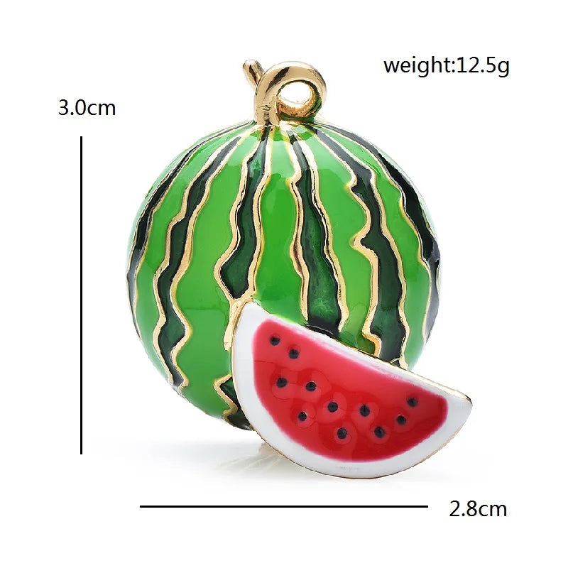 Whole Watermelon with Red Slice Brooch — dimensions