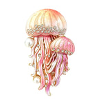 Jellyfish Duo with Pearl-Look Accents Brooch original white background product photo