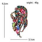 Ornate Rhinestone Floral Spray Brooch — dimensions