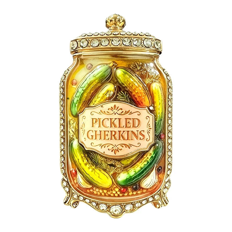 Pickled Gherkins Jar Brooch original white background product photo