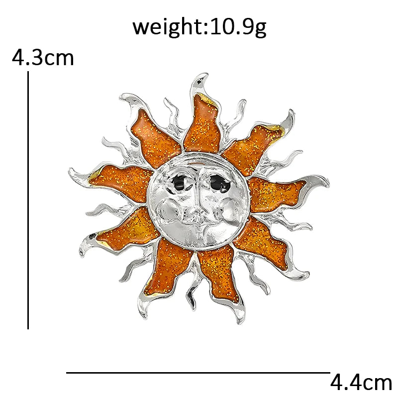 Two Tone Sun Face Brooch