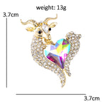 Heart-Centered Sparkling Goat Brooch