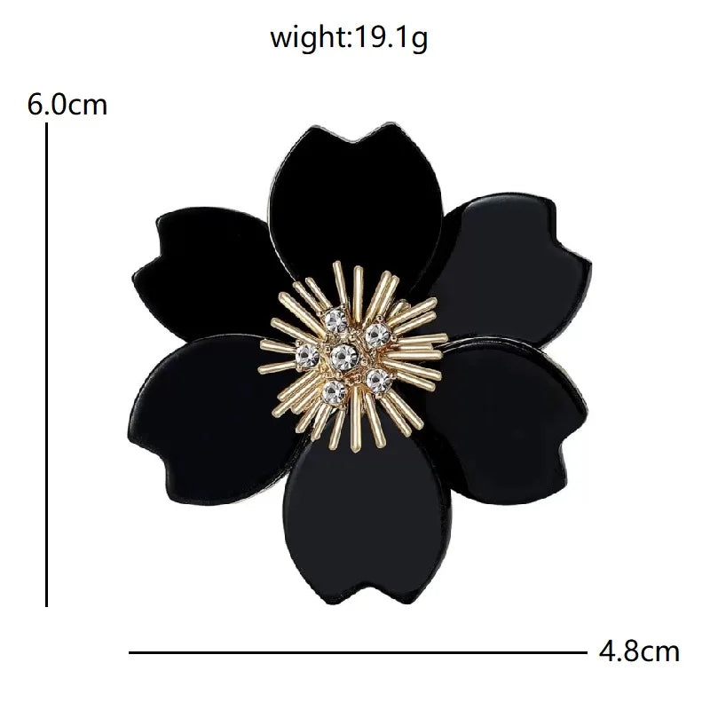 Jeweled Floral and Clover Motif Brooch