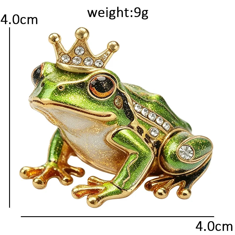 Patterned Frog Prince with Crown Brooch