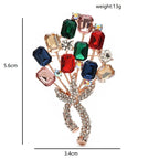 Faceted Flower Bouquet with Rhinestone Bow Brooch dimensions and weight