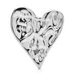 Hammered Stainless Steel Heart Brooch — Silver