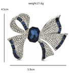 Rhinestone Ribbon Bow with Faceted Center Brooch dimensions and weight