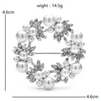 Pearl-Look Floral Wreath Brooch — dimensions