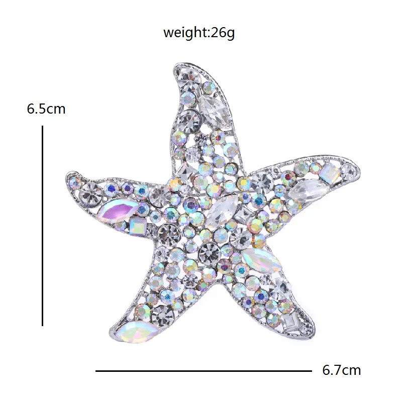 Iridescent Crystal-Look Starfish Brooch