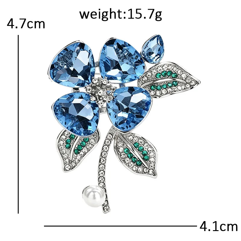 Faceted Flower with Pearl-Look Drop Brooch