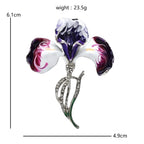 Purple Enamel Orchid with Rhinestone Stem Brooch dimensions and weight