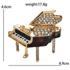 Jeweled Grand Piano with Enamel Body Brooch — dimensions