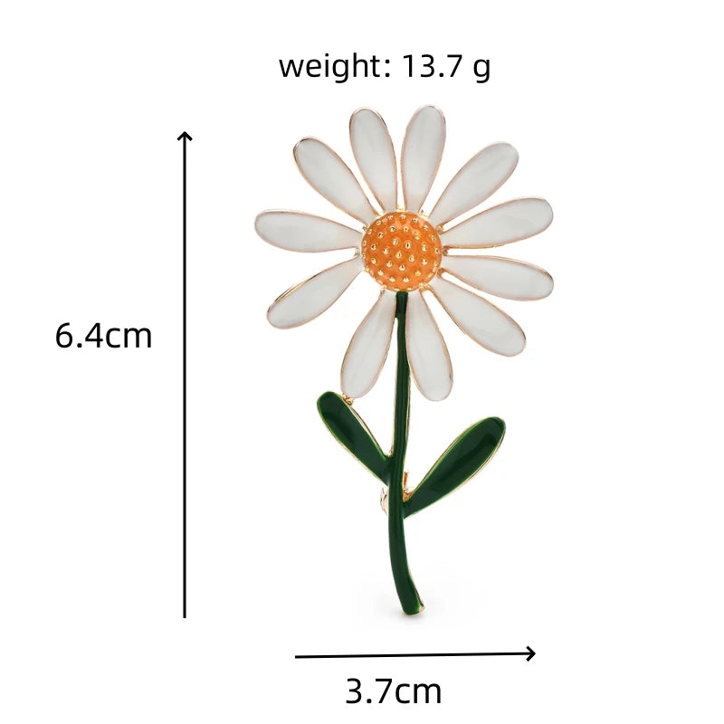 White Daisy Flower Brooch — dimensions