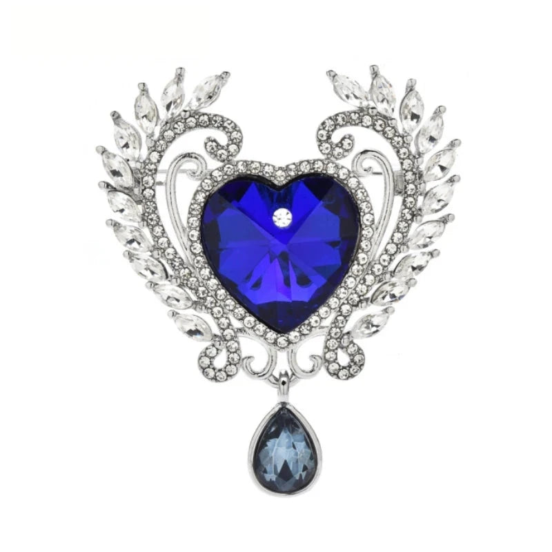Faceted Heart with Laurel Frame and Drop Brooch product variant photo