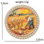 Painting Gallery Floral and Landscape Motif Brooch