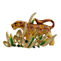 Leopard Prowling Through Grass Brooch original white background variant photo