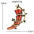 Bamboo Horn with Leaf Sprig Brooch