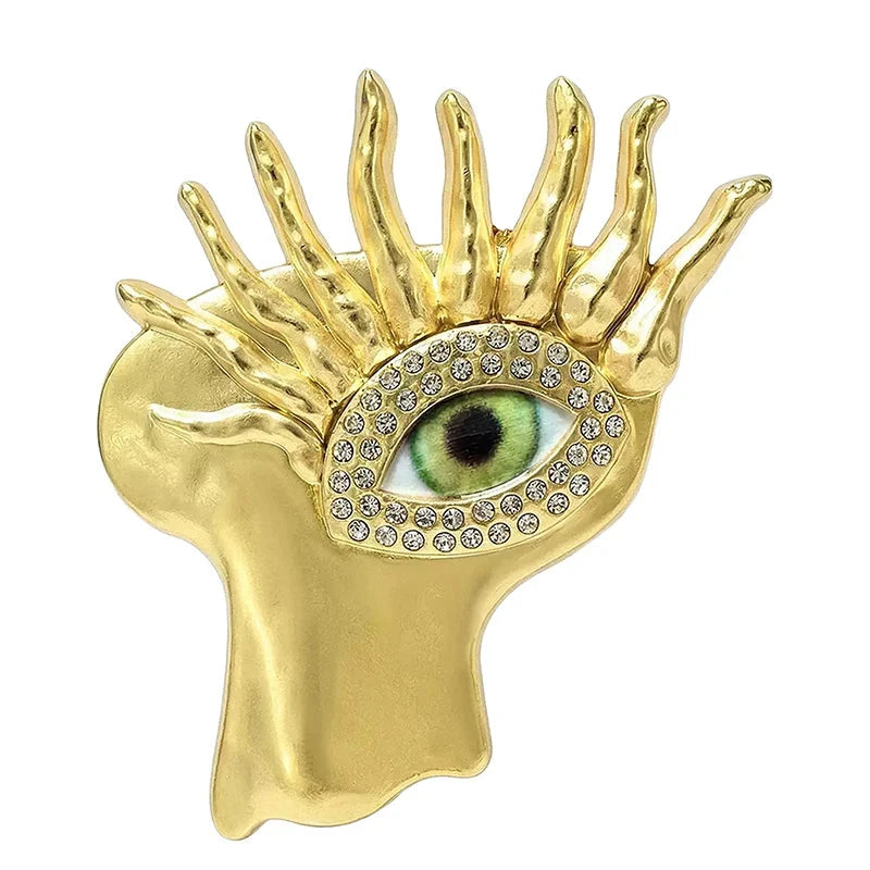 Sculptural Face with Eye Motif Brooch original white background variant photo