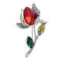 Red Rhinestone Tulip Brooch — Red & Multicolor