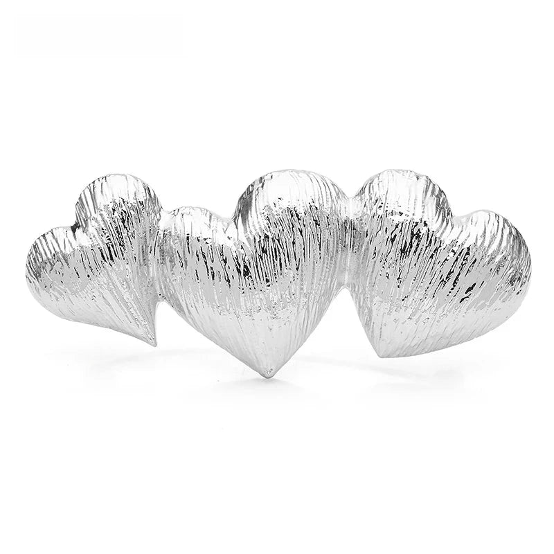 Textured Triple Heart Brooch — Silver